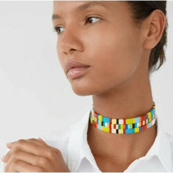 Roxanne Assoulin Necklace Choker Rainbow Brite Bit x Bit Enamel Multicolor NEW! - Picture 6 of 6